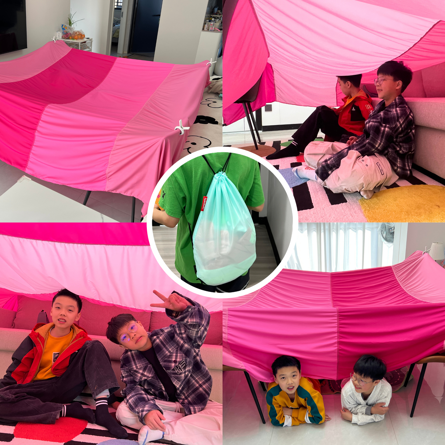 Magic Blanket Fort Building Kit for Kids - Berry | Creative Indoor & Outdoor Play Tent | CPC Certified