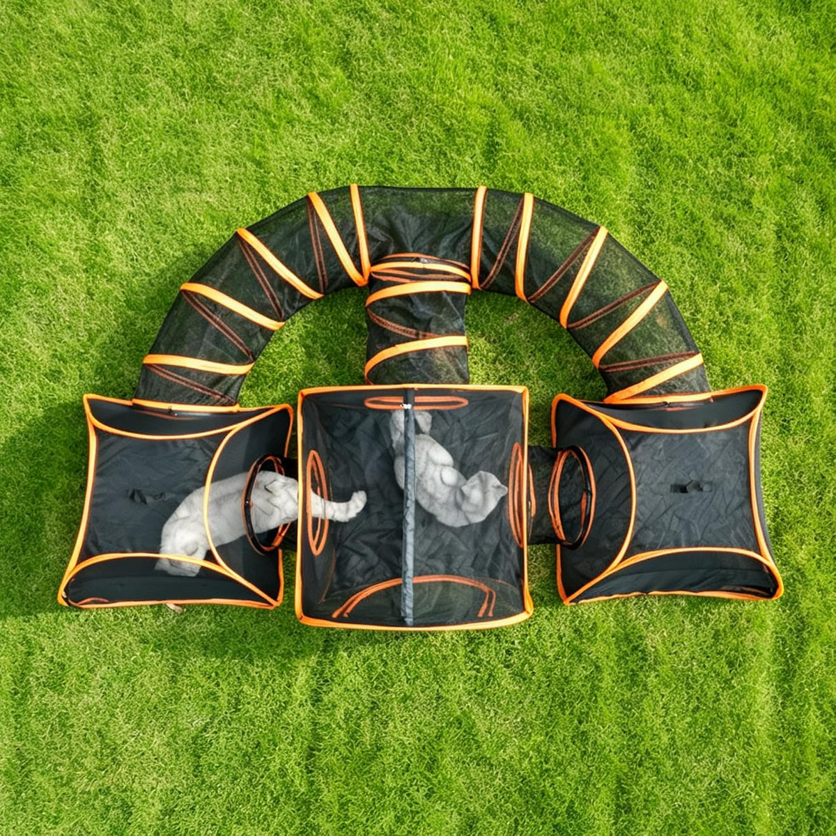 5-in-1 Outdoor Cat Enclosure, Pop-Up Catio with Tunnels