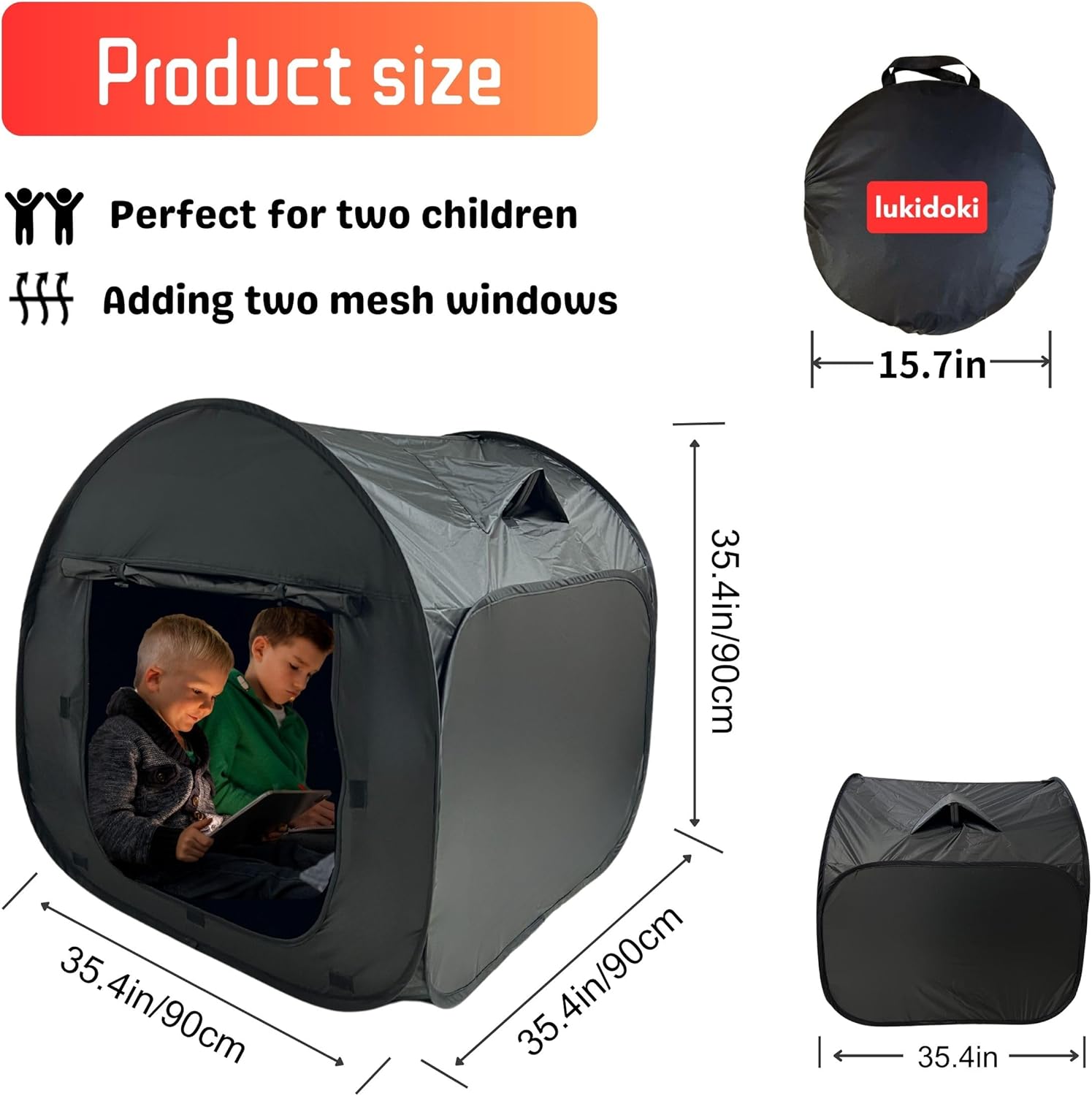 sensory blackout tent Upgraded Sensory Tent for Kids 35x35x35in- CPC Certified, Blackout Calm Corner for Children with Autism, ADHD, SPD