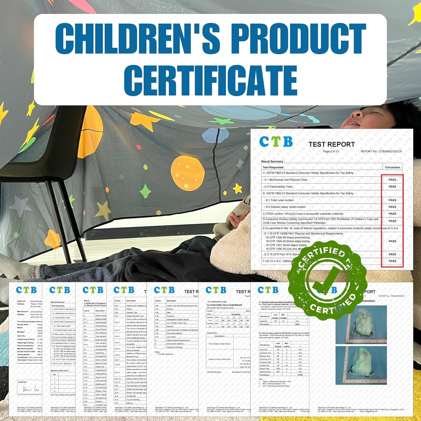 Magic Blanket Fort Building Kit for Kids -Space | Creative Indoor & Outdoor Play Tent | CPC Certified