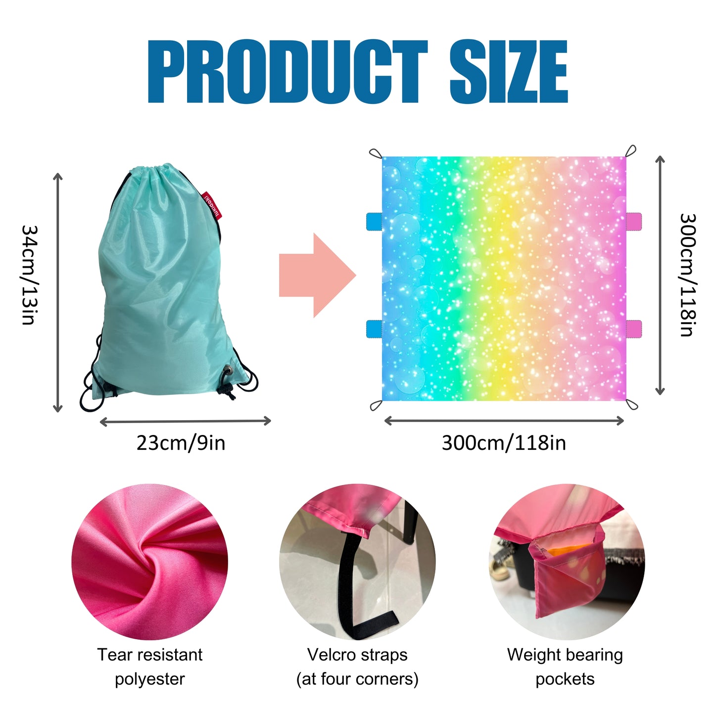 Magic Blanket Fort Building Kit for Kids - Rainbow | Creative Indoor & Outdoor Play Tent | CPC Certified