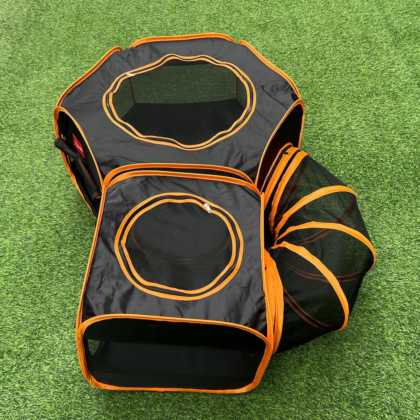 Portable Cat Playpen with Play Tunnel, Pop-up 3-in-1 Foldable Pet Maternity Room for Puppy & Kitten