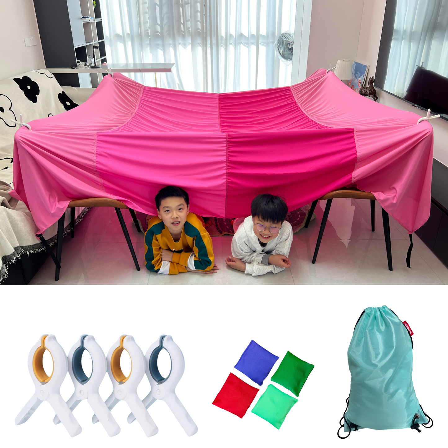 Magic Blanket Fort Building Kit for Kids - Berry | Creative Indoor & Outdoor Play Tent | CPC Certified
