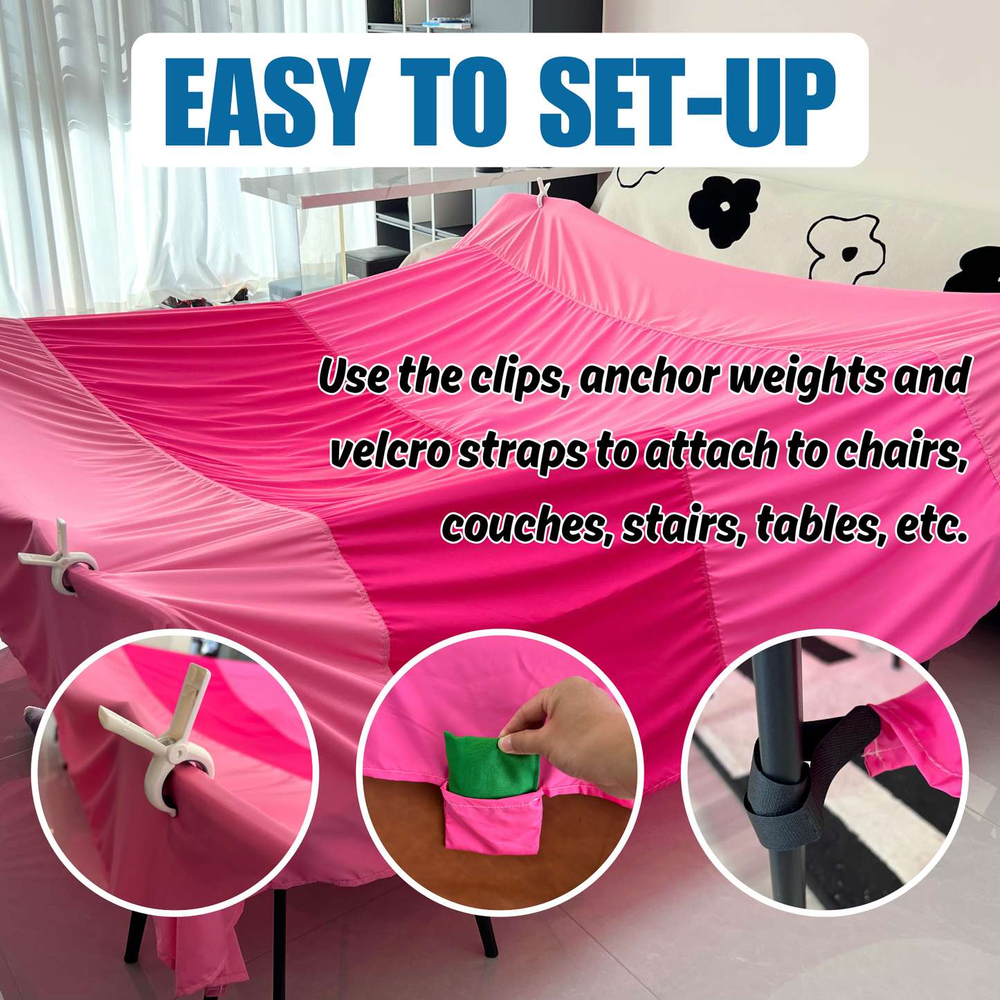 Magic Blanket Fort Building Kit for Kids - Berry | Creative Indoor & Outdoor Play Tent | CPC Certified