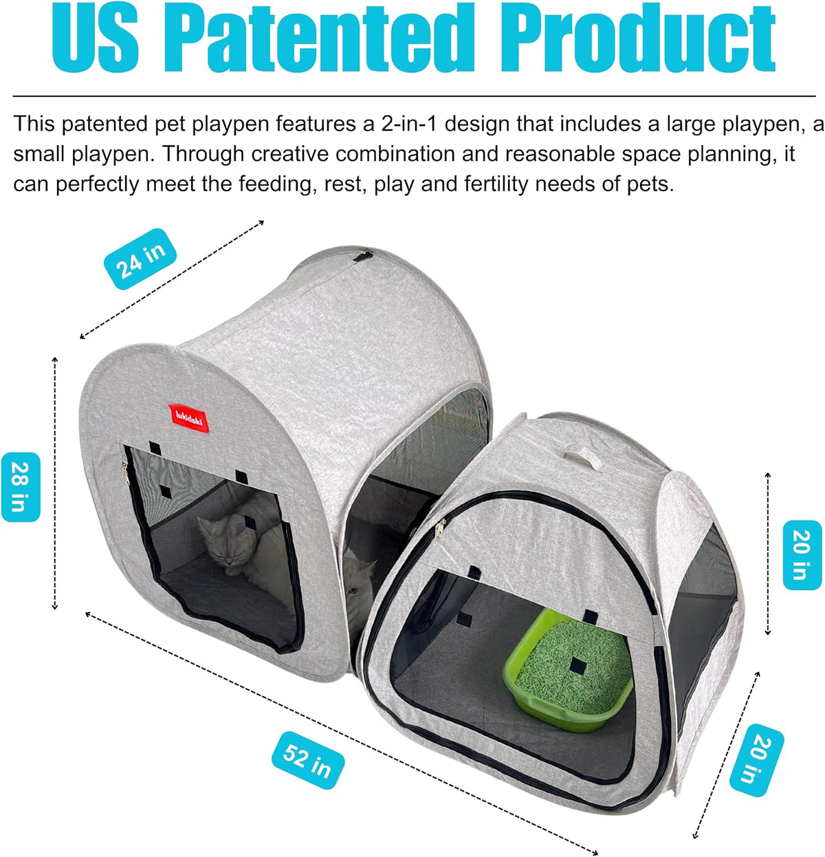 2-in-1 Pop-up Portable Cat Playpen