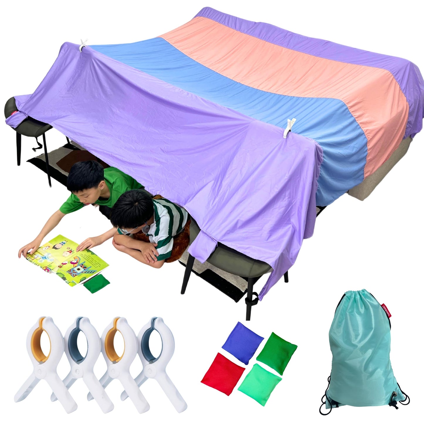 Magic Blanket Fort Building Kit for Kids - Lavender | Creative Indoor & Outdoor Play Tent | CPC Certified