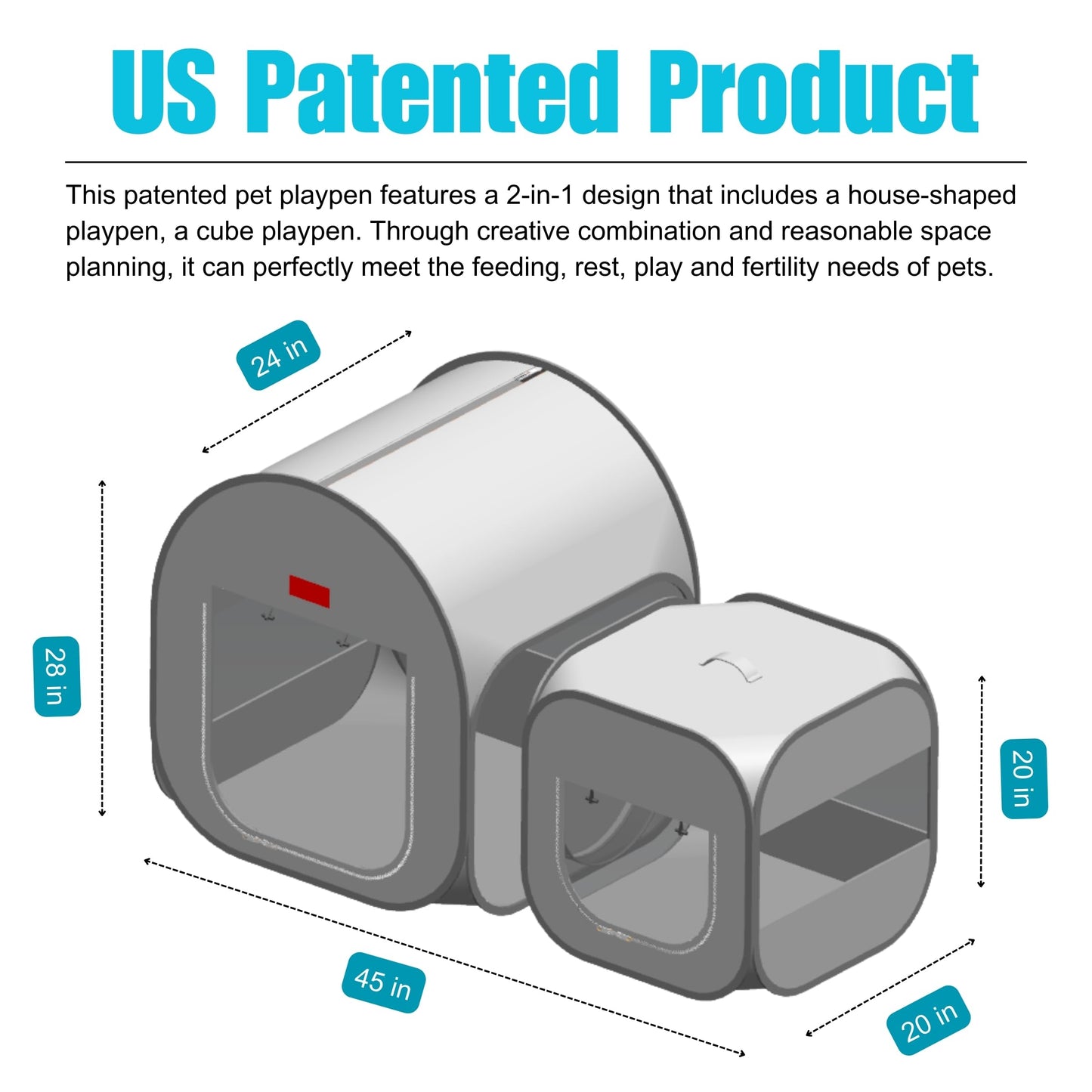 2-in-1 Pop Up Cat Playpen Tent – Portable Indoor/Outdoor Pet Playpen for Cats & Small Pets