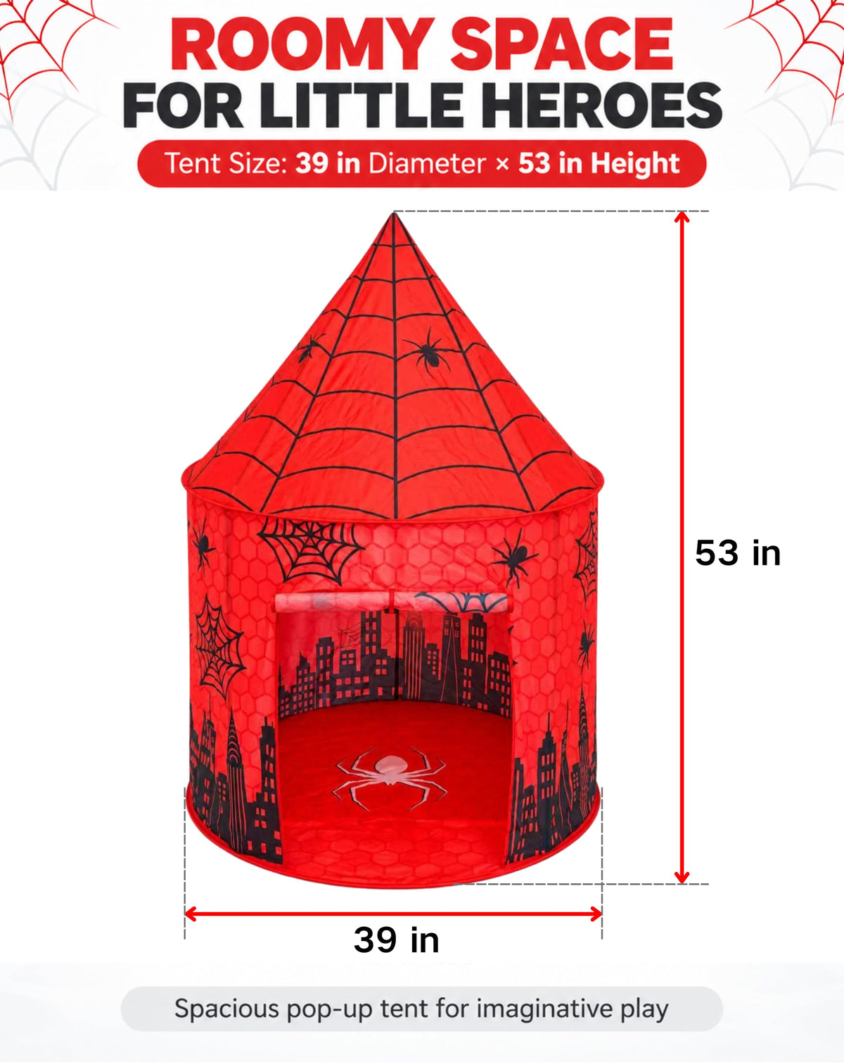 Spidey-Inspired Kids Play Tent, Spider Hero Pretend Play Tent
