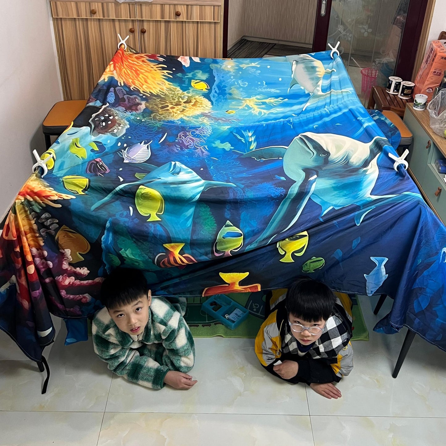 Magic Blanket Fort Building Kit for Kids -Sea World | Creative Indoor & Outdoor Play Tent | CPC Certified