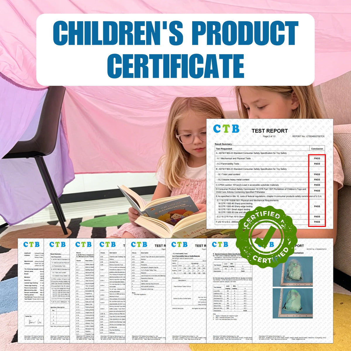 10'x10' Blanket Fort Building Kit for Kids, CPC Certified