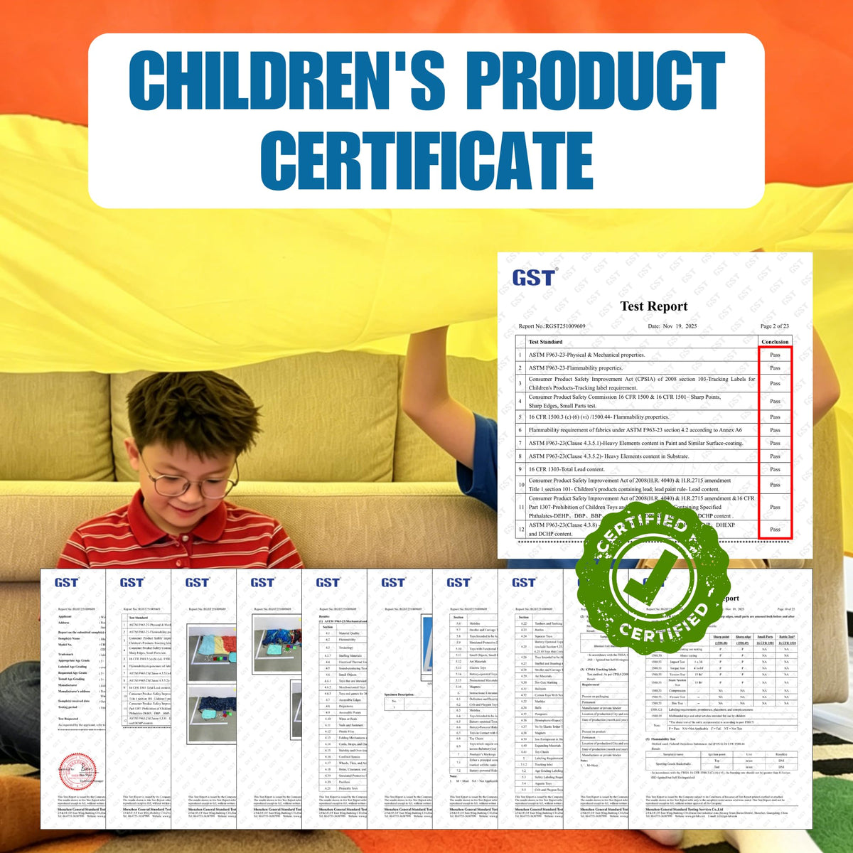 10'x10' Blanket Fort Building Kit for Kids, CPC Certified