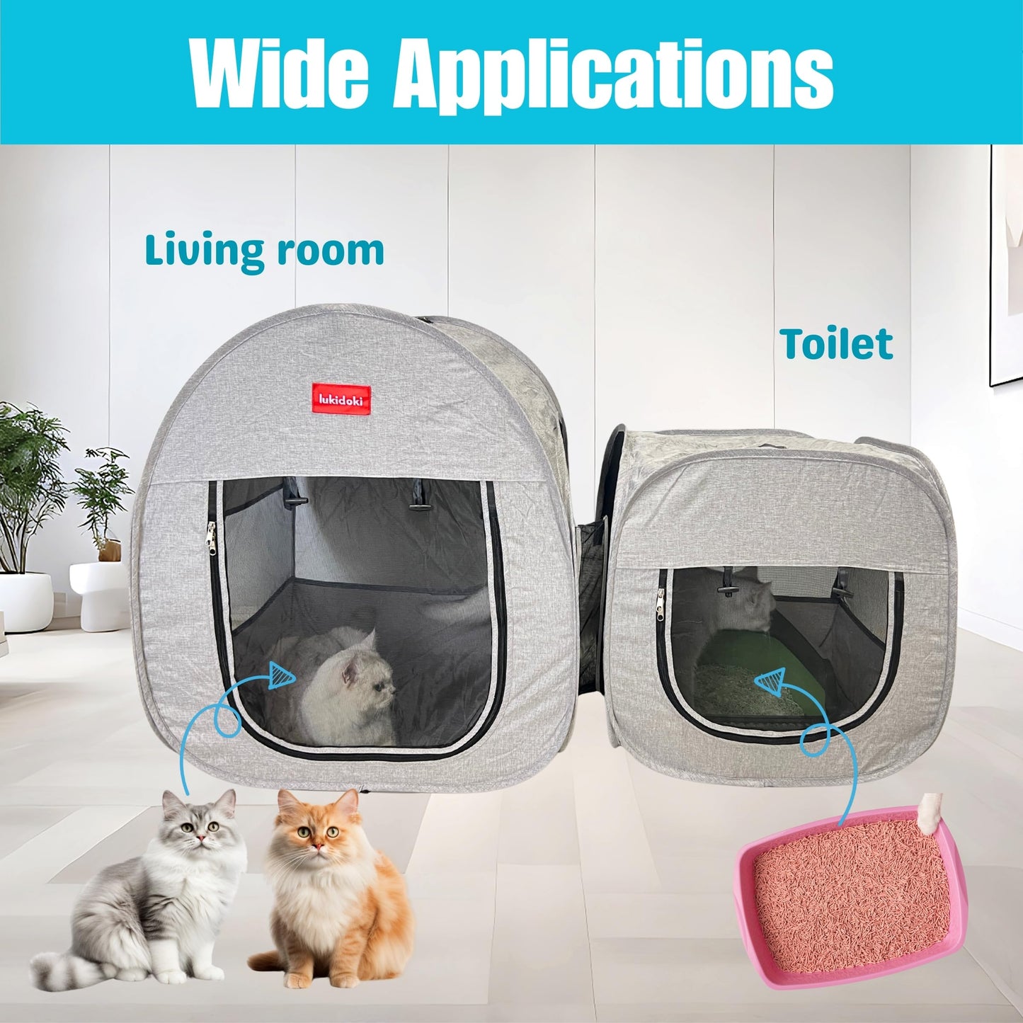 2-in-1 Pop Up Cat Playpen Tent – Portable Indoor/Outdoor Pet Playpen for Cats & Small Pets