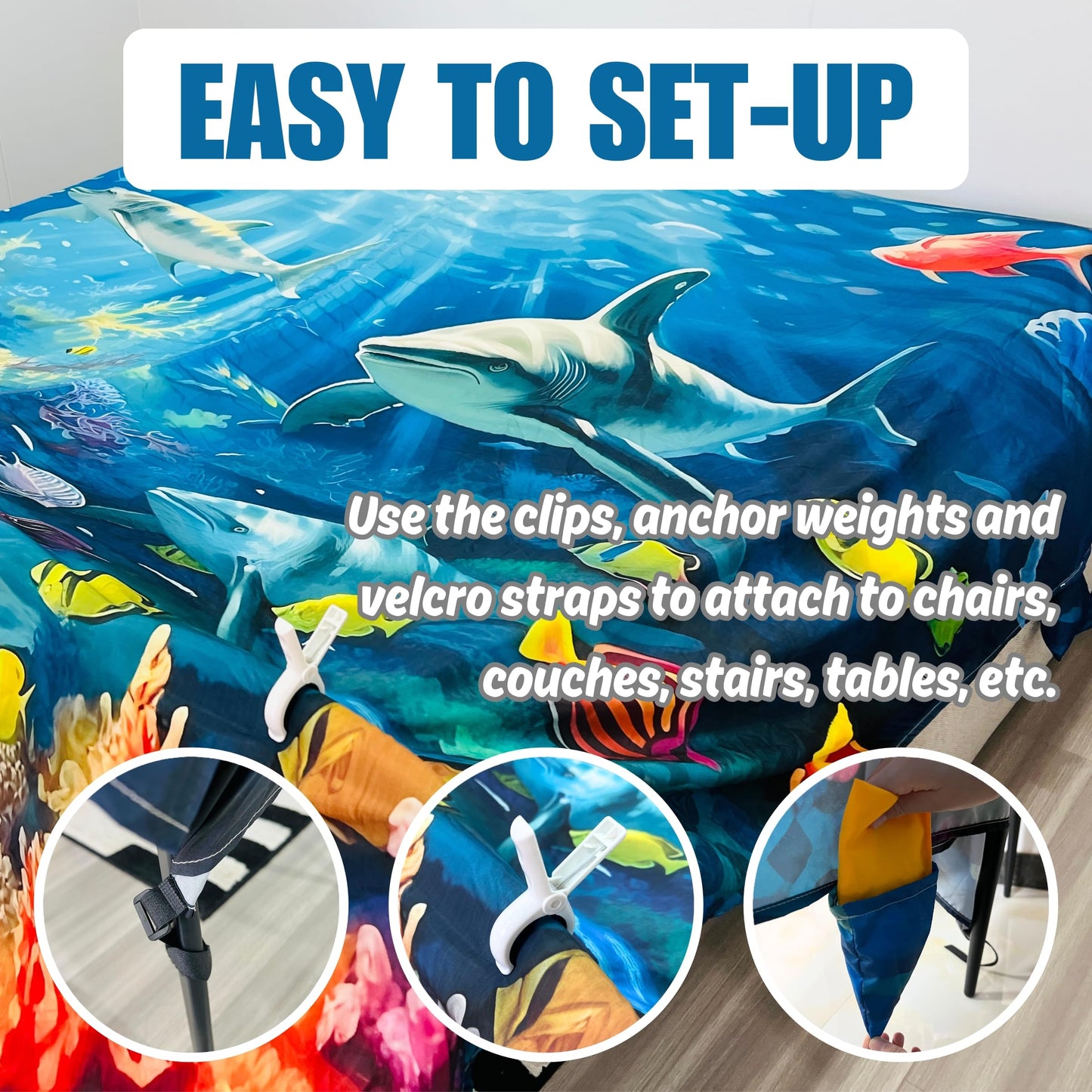 Magic Blanket Fort Building Kit for Kids -Sea World | Creative Indoor & Outdoor Play Tent | CPC Certified