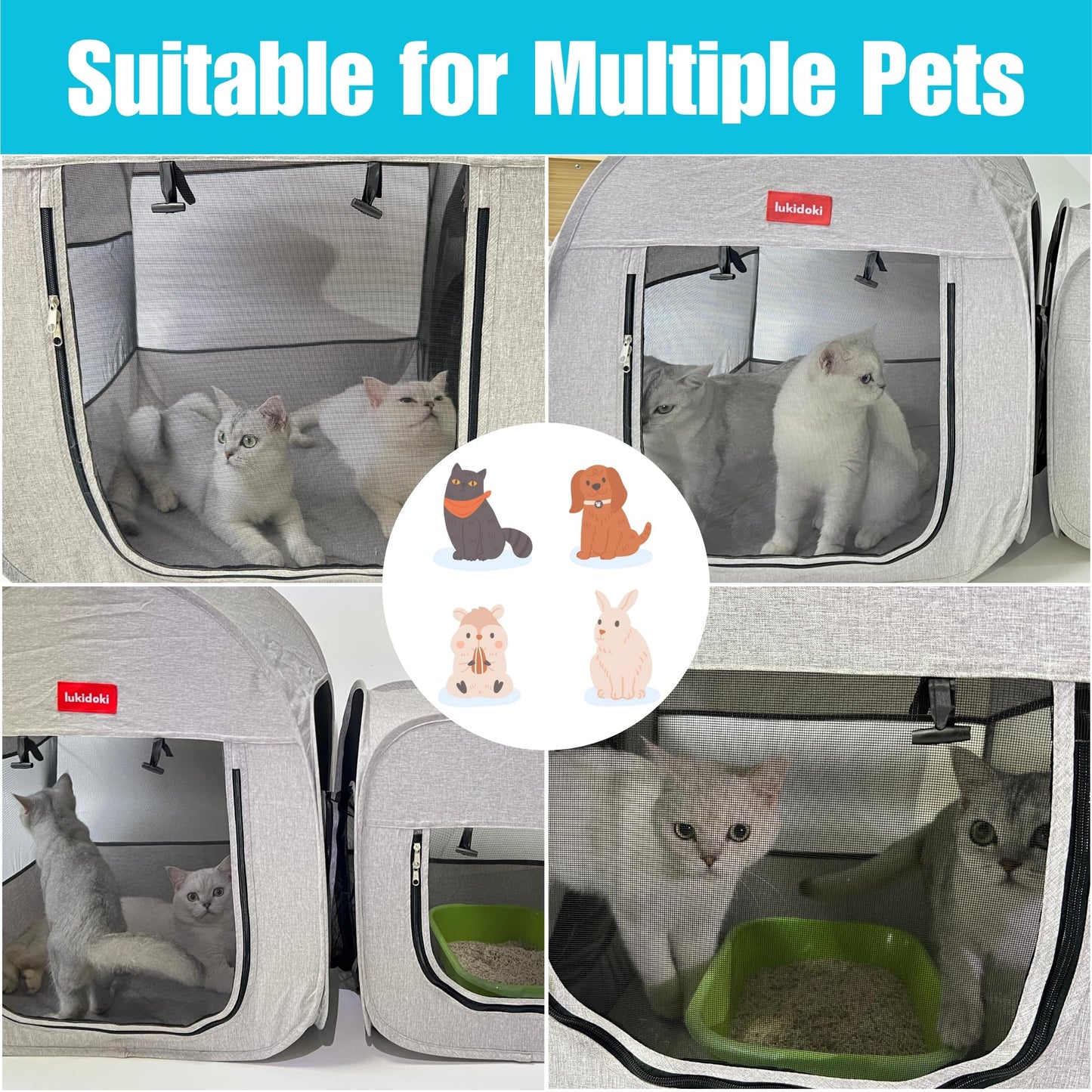 2-in-1 Pop Up Cat Playpen Tent – Portable Indoor/Outdoor Pet Playpen for Cats & Small Pets