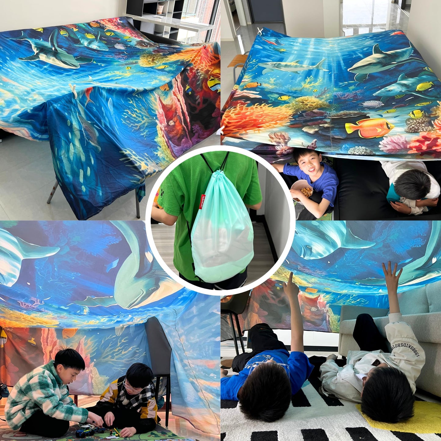 Magic Blanket Fort Building Kit for Kids -Sea World | Creative Indoor & Outdoor Play Tent | CPC Certified