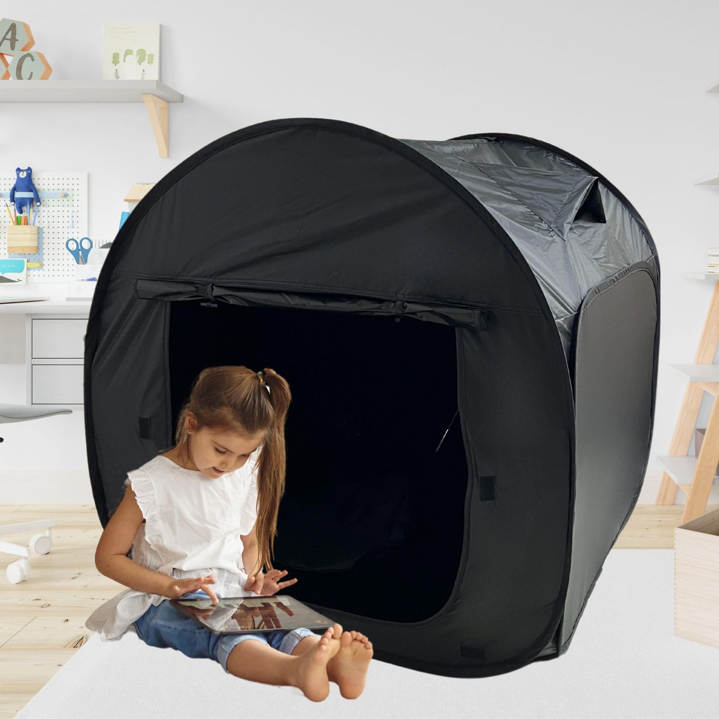 sensory tent autism Upgraded Sensory Tent for Kids 35x35x35in- CPC Certified, Blackout Cal – lukidoki