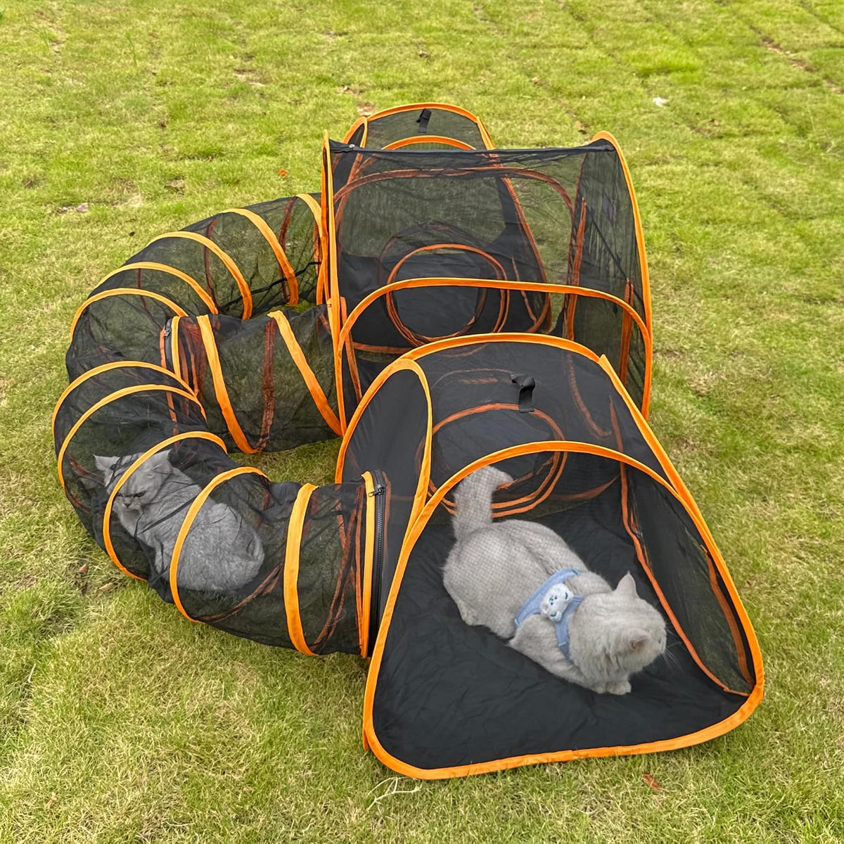 5-in-1 Outdoor Cat Enclosure, Pop-Up Catio with Tunnels